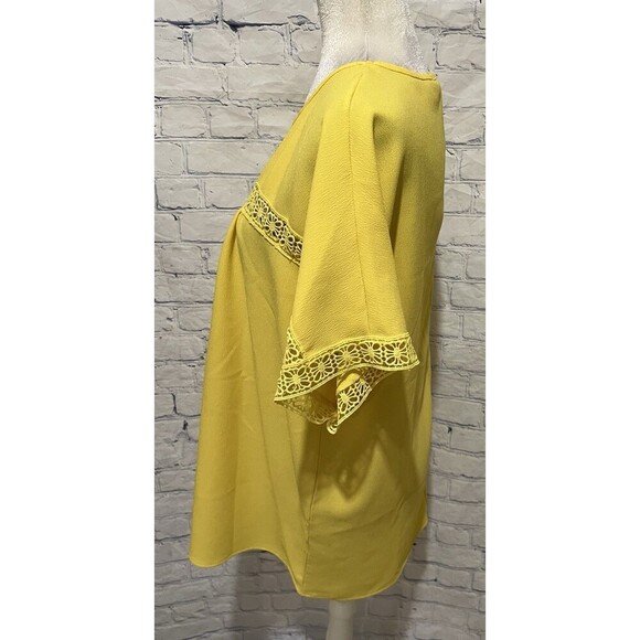 Haptics by Holly Harper Womens Yellow Blouse Oversized Bohemian Lace Size Medium - Picture 3 of 6